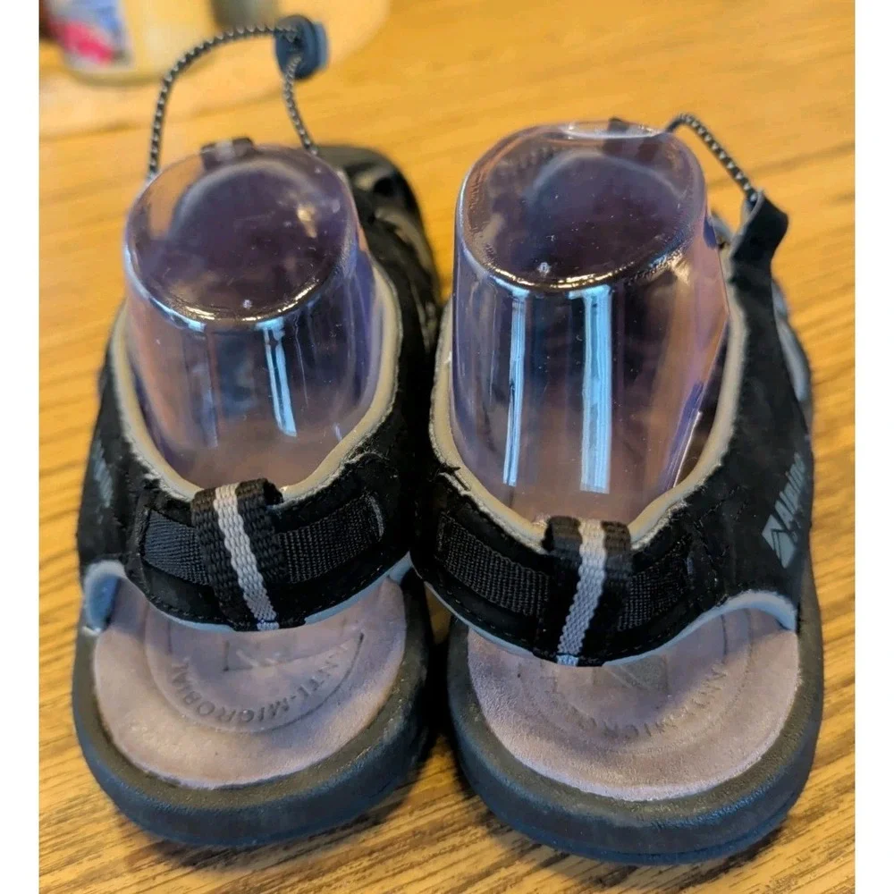 Men's ALPINE DESIGN Black Suede Leather Gray Trim Hiking Sandals Size 9